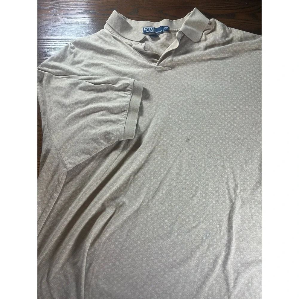 Polo Ralph Lauren Polo Shirt Mens 3XLT Brown Cotton Geometric Buttonless VNeck